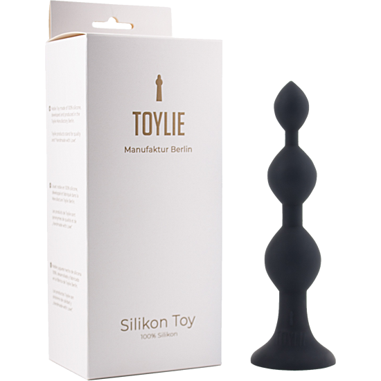 Toylie Silikon Anal Dildo «Bullet» schwarz, samtig weicher Analdildo mit drei Kugeln