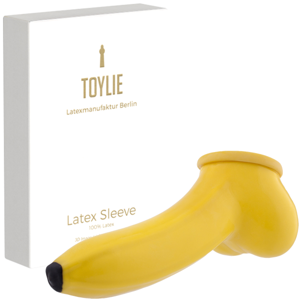 Toylie Latex-Penishülle «Banane» gelb, mit ausgeformten Hodensack