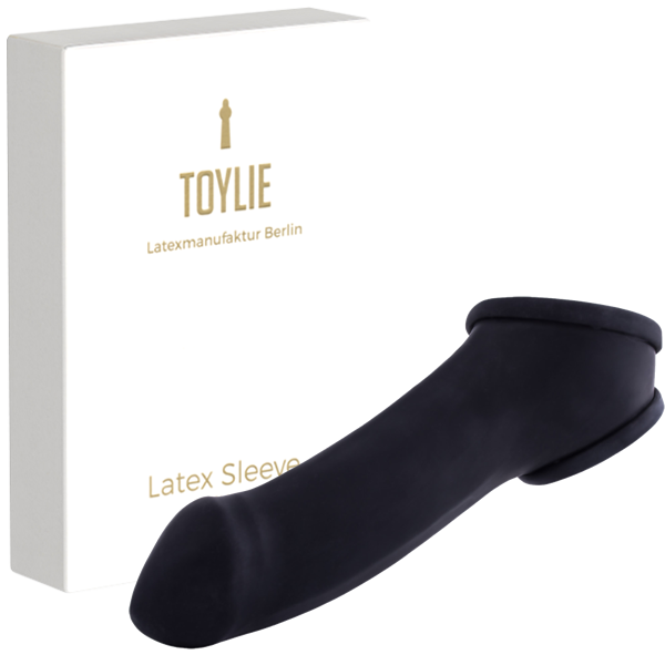 Toylie Latex-Penishülle «ERIK» schwarz, mit ausgeformter Eichel und Hodenring