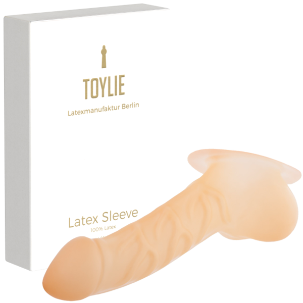 Toylie Latex-Penishülle «FRANZ» semi-transparent, mit Basis-Platte zum Ankleben an Latexkleidung