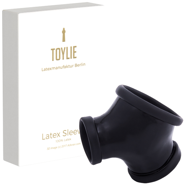 Toylie Latex-Penishülle «GIL» schwarz, ohne Schaft, mit Penisring und Hodenring