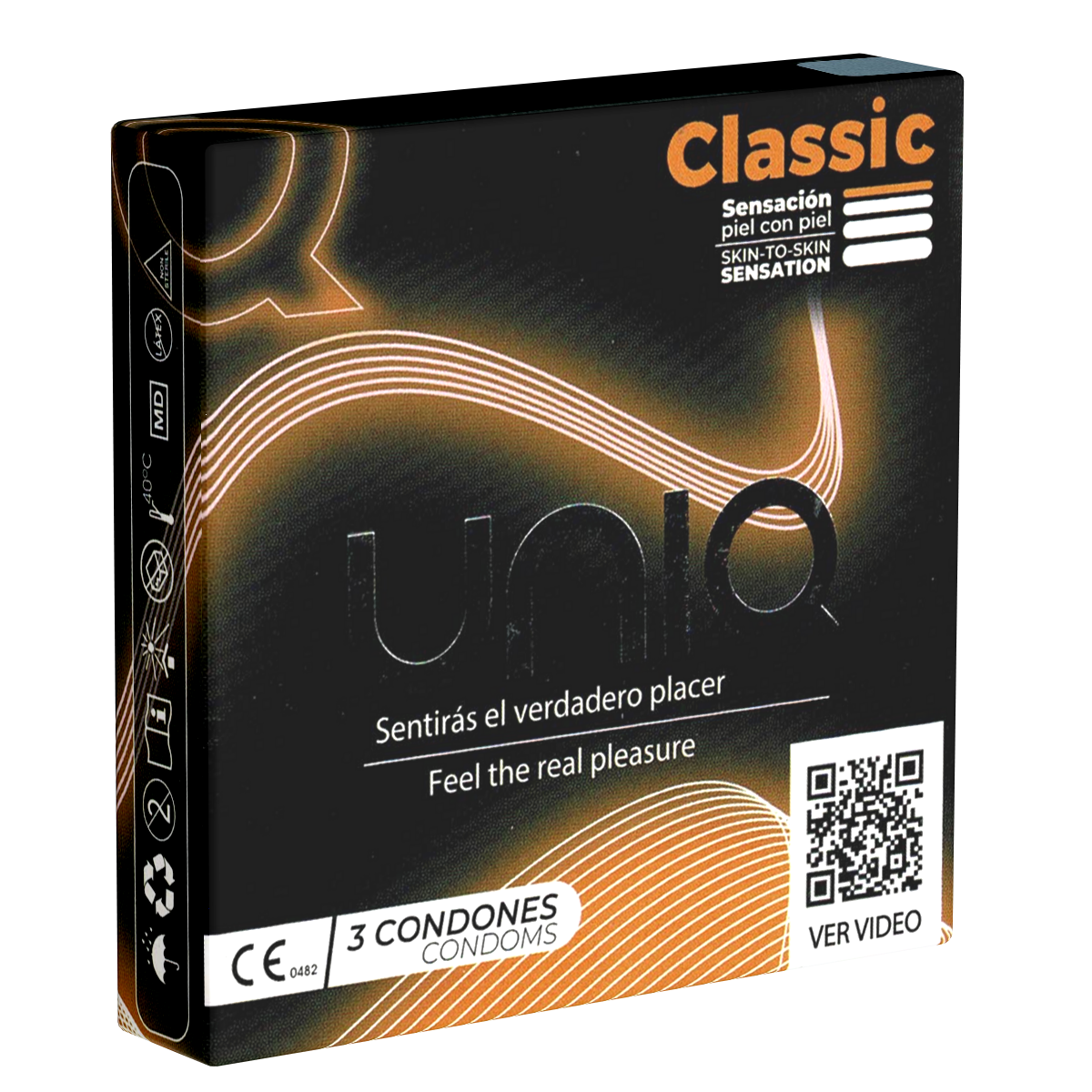 UNIQ Single: Classic, 3 latex free condoms - Spanish/English