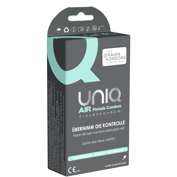 UNIQ «AirFemale» female condom, 3 non-latex condoms for women with unique AirBubble