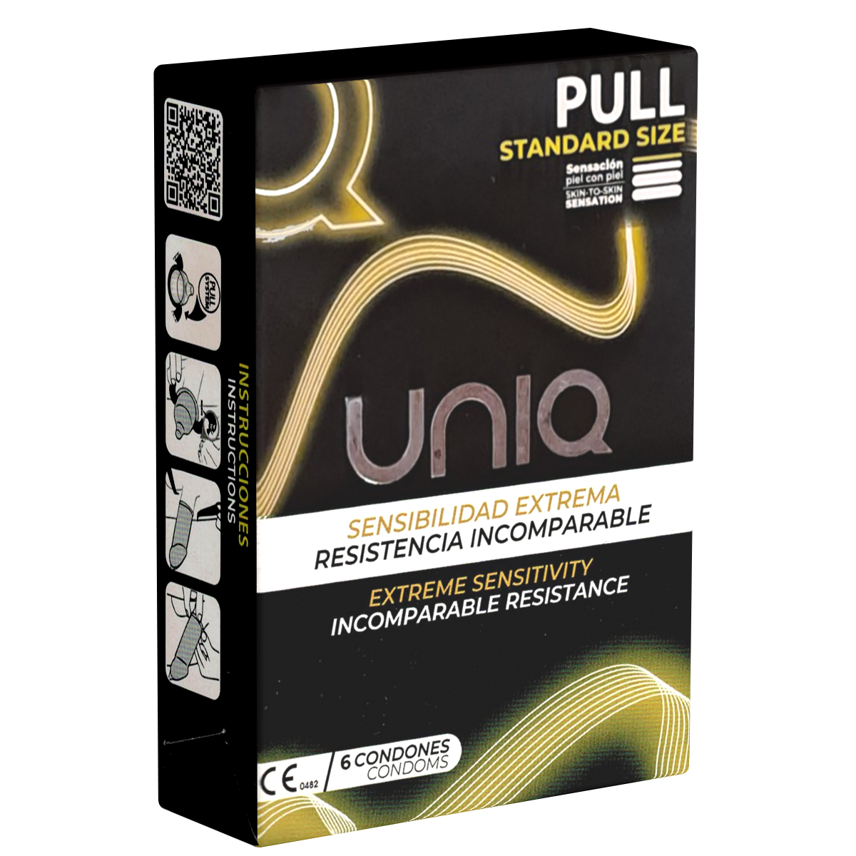 UNIQ «Pull» 6 extrem dünne und latexfreie Kondome mit Abziehbändchen