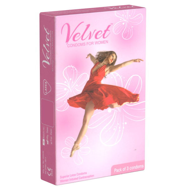 Velvet «Condoms for Women» 3 extra wet female condoms, made of latex