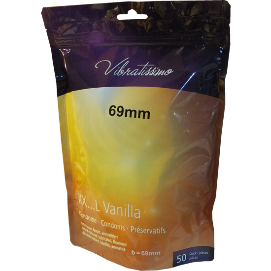 Vibratissimo «XX...L Vanilla - 69mm» 50 extremely large condoms with vanilla flavour