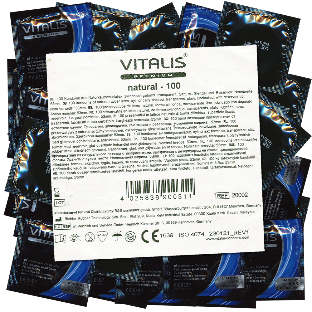 Vitalis PREMIUM «Natural» 100 condoms for safer sex in every position, bulk pack