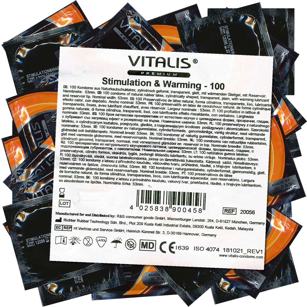 Vitalis PREMIUM «Stimulation & Warming» 100 Kondome mit Wärmeeffekt - spüren Sie die Hitze in sich, Maxipack