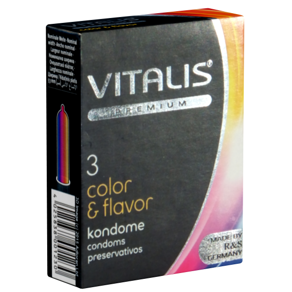 Vitalis PREMIUM «Color & Flavour» 3 bunte aromatische Kondome für aufregenden Oralverkehr