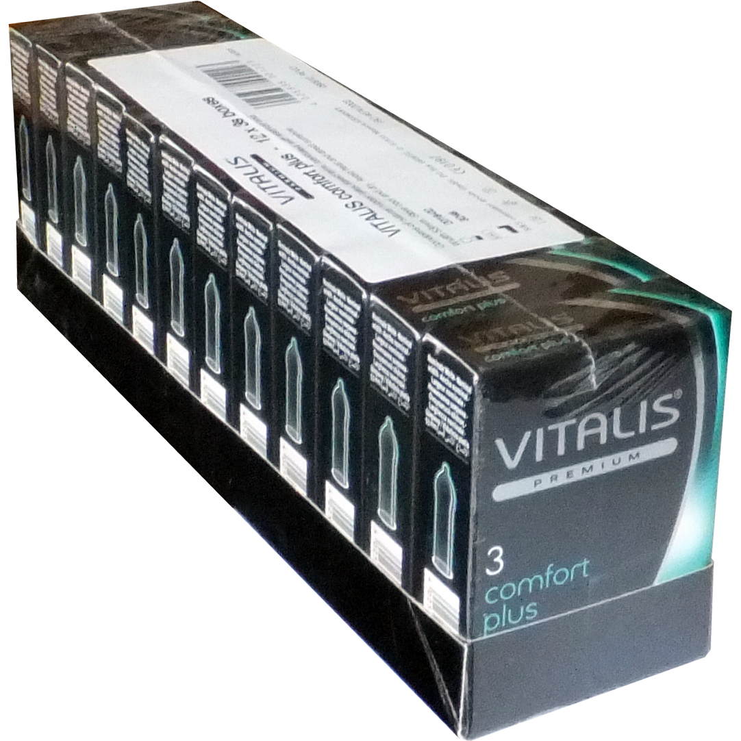 Vitalis PREMIUM «Comfort Plus» 12x3 condoms with more freedom for the sensitive glans, value pack