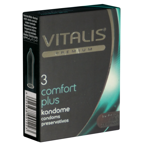 Vitalis PREMIUM «Comfort Plus» 3 Kondome mit mehr Freiraum für die empfindliche Eichel