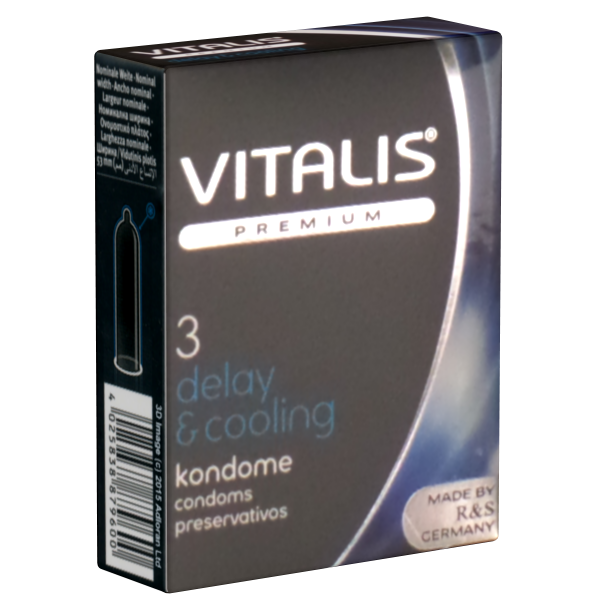 Vitalis PREMIUM «Delay & Cooling» 3 verzögernde Kondome mit erregendem Kälte-Effekt