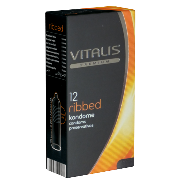 Vitalis PREMIUM «Ribbed» 12 Kondome mit Rippen für das extra harte Sexerlebnis