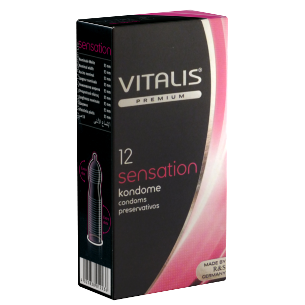 Vitalis PREMIUM «Sensation» 12 unglaublich stimulierende Kondome mit 3-in-1 Effekt