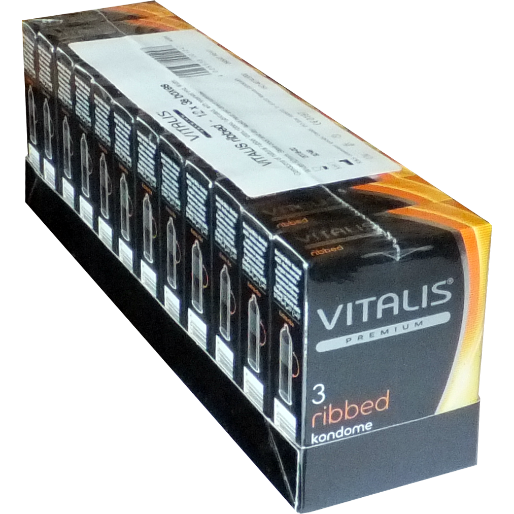 Vitalis PREMIUM «Ribbed» 12x3 ribbed condoms for the extra hard sex experience, value pack