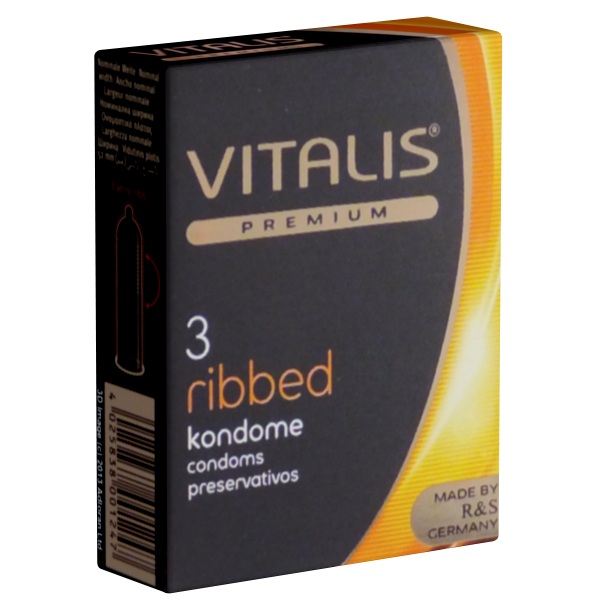 Vitalis PREMIUM «Ribbed» 3 Kondome mit Rippen für das extra harte Sexerlebnis