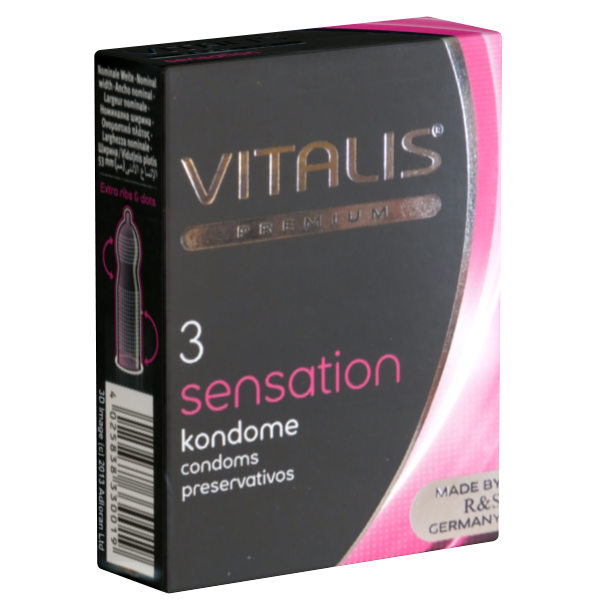 Vitalis PREMIUM «Sensation» 3 unbelievable stimulating condoms with 3-in-1 effect