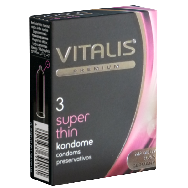 Vitalis PREMIUM «Super Thin» 3 extra dünne Kondome für mehr Gefühlsechtheit