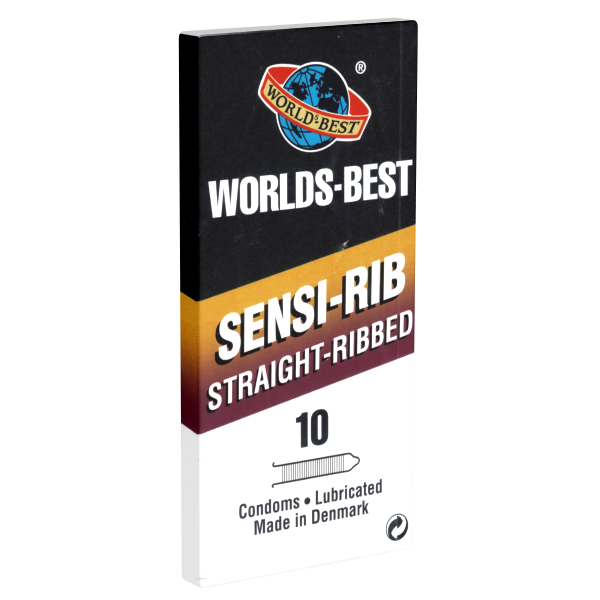 Worlds Best «Sensi-Rib Straight-Ribbed» 10 sanft stimulierende Kondome mit weichen Rippen