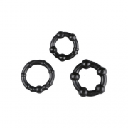 Performance Cock Rings: schwarz, mit Noppen