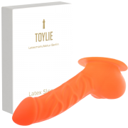 Latex Penis Sleeve FRANZ neon orange, with base plate