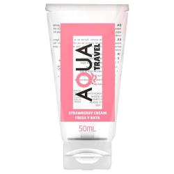AQUA «Travel» Strawberry Cream, 50ml wasserbasiertes Gleitgel mit Geschmack für Oralverkehr