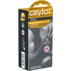 Ceylor «Gold» 12 Kondome mit spermizider Beschichtung, verpackt im hygienischen Dösli