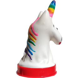 Scherzkondom mit Figur «Einhorn, regenbogenfarben» 1 Stück, handbemalt