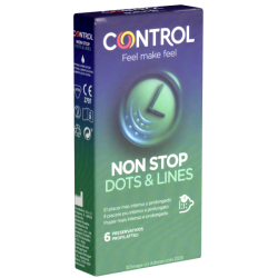 Control «Non Stop (Dots & Lines)» 6 gerippt/genoppte Kondome für längere Liebe