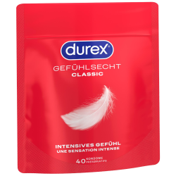 Durex «Gefühlsecht Classic» 40 hauchzarte Markenkondome mit Easy-On™-Passform, Vorteilspack