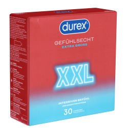Durex «Gefühlsecht Extra Groß» XXL, 30 extra große dünne Kondome, Easy-On™-Passform