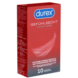 Durex «Gefühlsecht Ultra Dünn» 10 hauchzarte Markenkondome mit 20% dünnerer Spitze