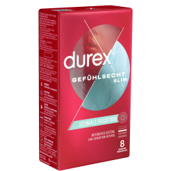 Durex «Gefühlsecht Slim» (Feel Thin) 8 slim and ultra thin quality condoms with Easy-On™ shape