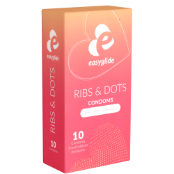 EasyGlide «Ribs & Dots» 10 gerippt-genoppte Kondome für mehr Lust