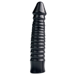 All Black «XXL Dildo with ribs» Schwarz,  26 cm Länge