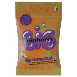 Einhorn Condoms «BIG» 3 extra breite vegane Kondome in der Chipstüte