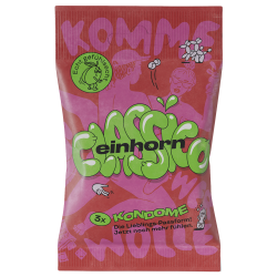 Einhorn Condoms «CLASSICO» 3 vegane Kondome in der Chipstüte
