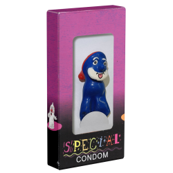 XL-Scherzkondom mit Figur «Blue Grandpa» 1 Stück, handbemalt