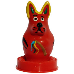 Scherzkondom mit Figur «Osterhase (rot)» 1 Stück, handbemalt