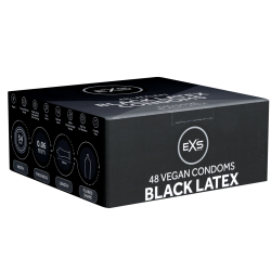 EXS «Black Latex» Comfy Fit, 48 schwarze Kondome mit anatomischer Form
