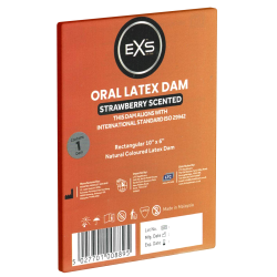 EXS «Strawberry Scented Oral Latex Dam», 1 Lecktuch aus Latex mit Erdbeer-Aroma