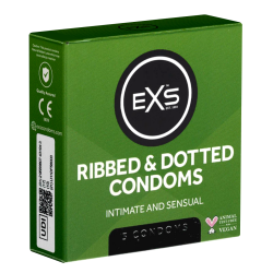EXS «Ribbed & Dotted» 3 stimulating condoms with 3-in-1 effect