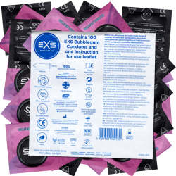 EXS Vorratsbeutel «Bubblegum» 100 Kondome, Kaugummi-Aroma, vegan