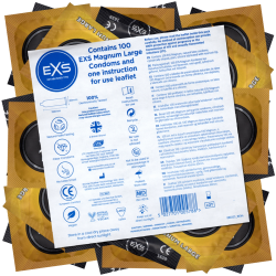 EXS «Magnum» Large, 100 extra große XXL-Kondome, Vorratsbeutel, vegan