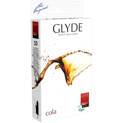 Glyde Ultra «Cola» 10 schwarze Kondome mit Cola-Aroma, zertifiziert mit der Vegan-Blume