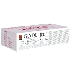Glyde Ultra «Slimfit Strawberry» 100 tight strawberry condoms, certified with the Vegan Flower, bulk pack