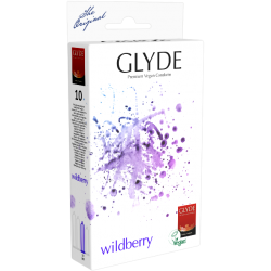 Glyde Ultra «Wildberry» 10 violette Kondome mit Waldfrucht-Aroma, zertifiziert mit der Vegan-Blume