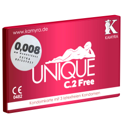 Kamyra «Unique C.2 Free» Kondomkarte mit 3 latexfreien Kondomen