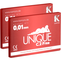 Kamyra «Unique C.2 Free» Doppelpack - 2 Kondomkarten mit je 3 latexfreien Kondomen