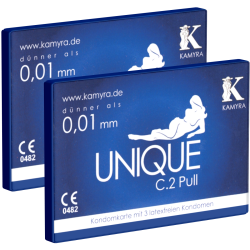 Kamyra «Unique C.2 Pull» double pack - 2 condom cards with in total 6 latex free condoms